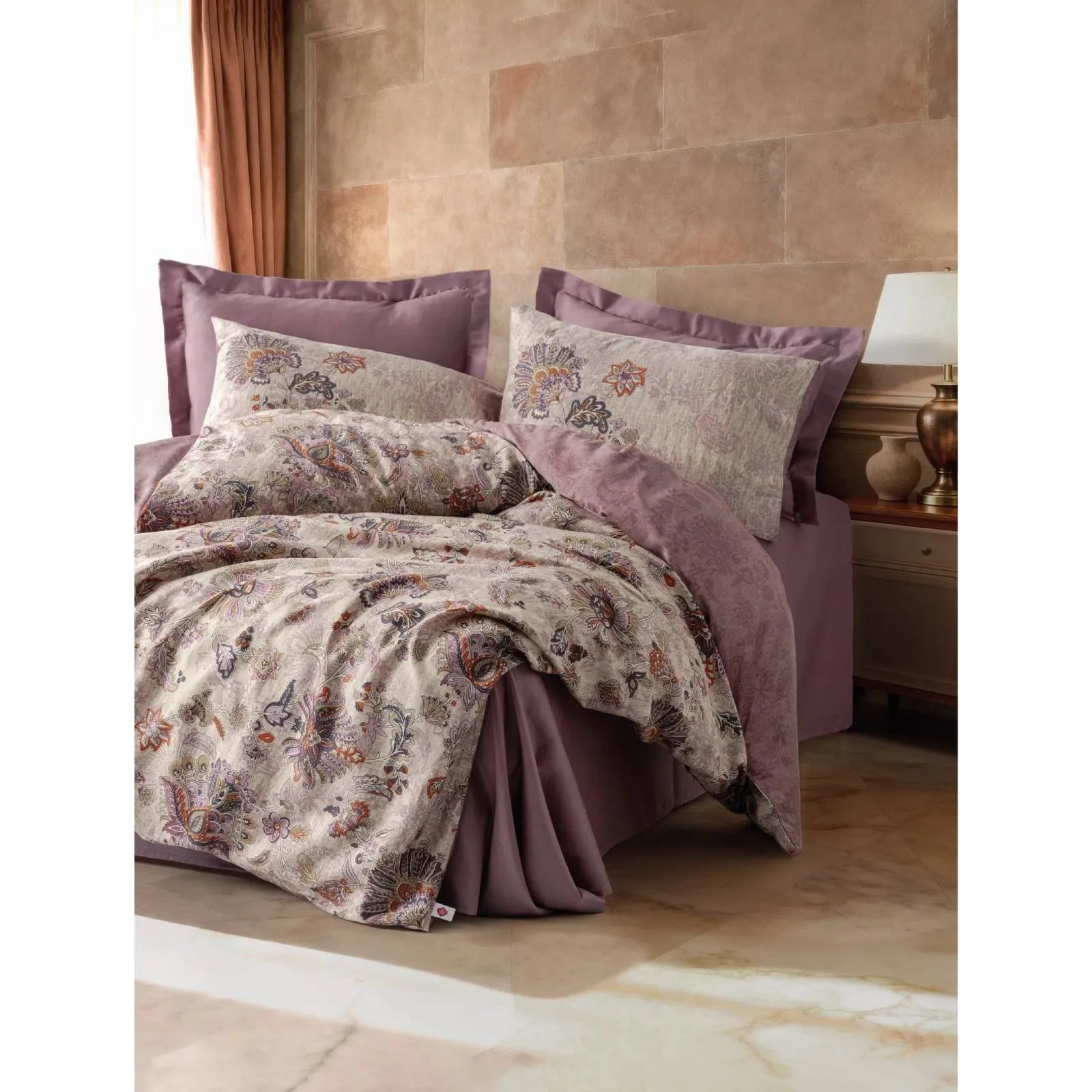 Yataq dəsti Cotton Box Saten, iki nəfərlik, Majolica murdum (8680108086520) — Постельное белье