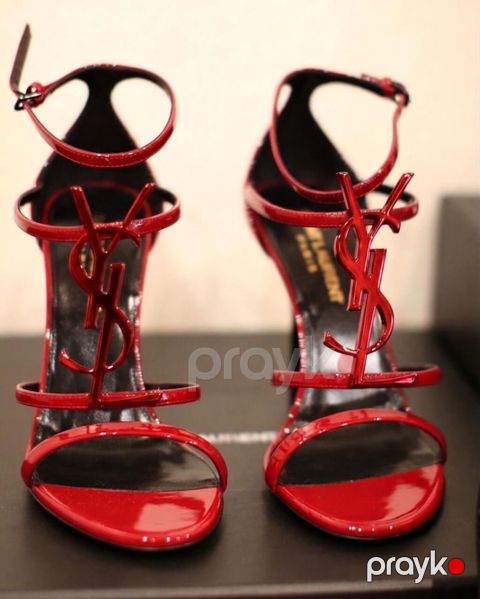 Saint Laurent Paris qadın sandal - Model: YSL monoqram detallı zərif — Masazır