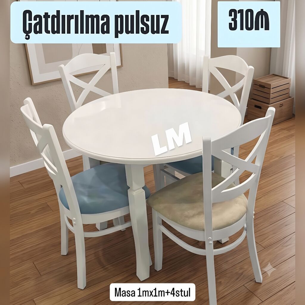 Mdf yumru masa desti Ölçü bağlı 90*90 Şəhər içi çatdırılma pulsuzdur — Mebel, Bakı (2)