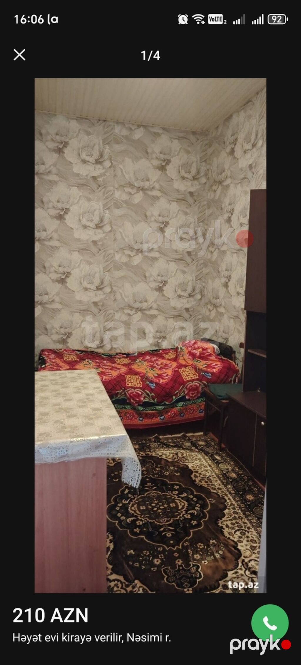 Nəsimi rayonu, həyət evi – kirayə - Tək otaqlı kiçik mənzil-hissə — Ev, villa, Bakı (3)