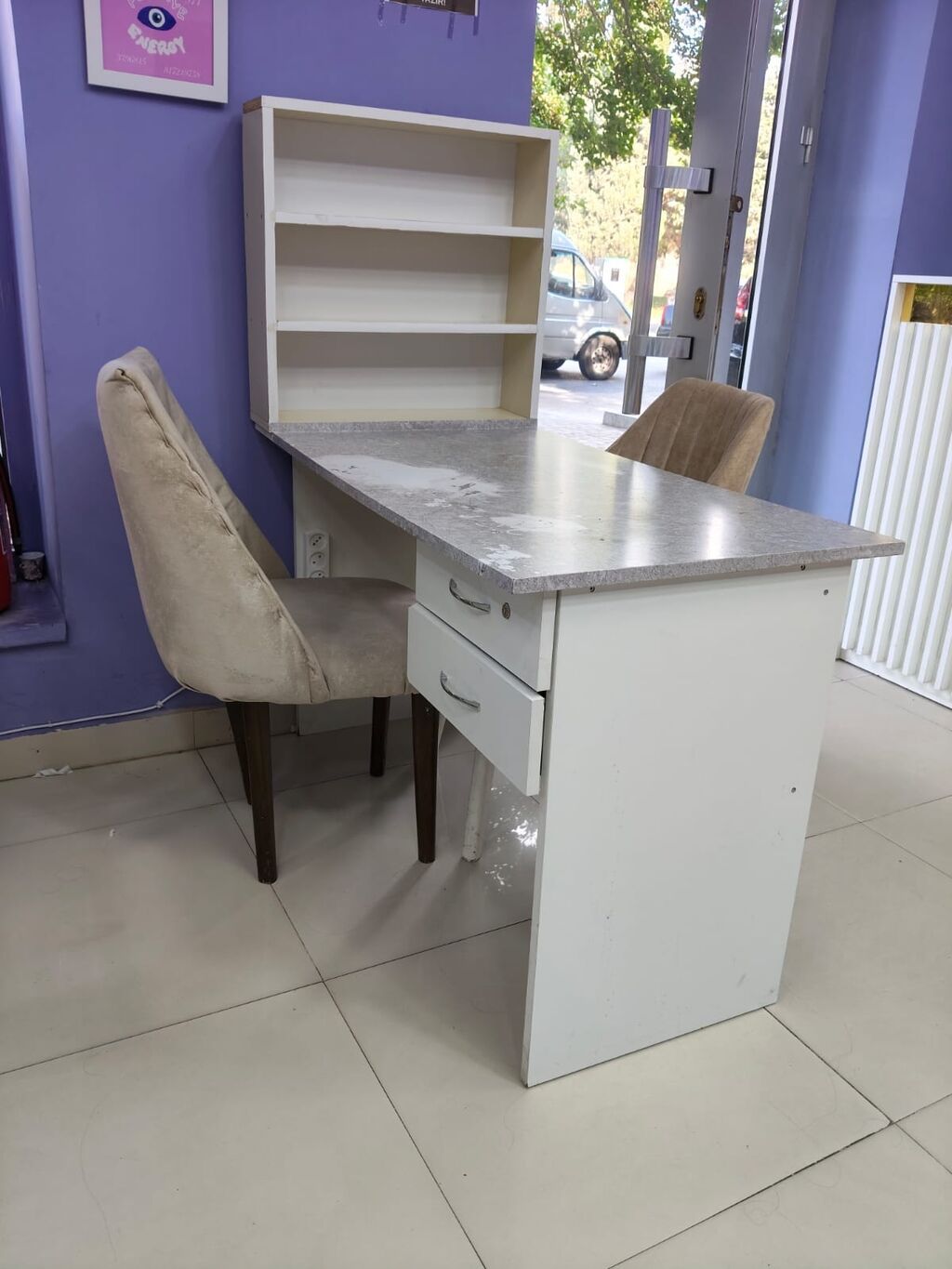 Düz masa, Siyirməli, Polkalı, Laminat — Mebel, Digah