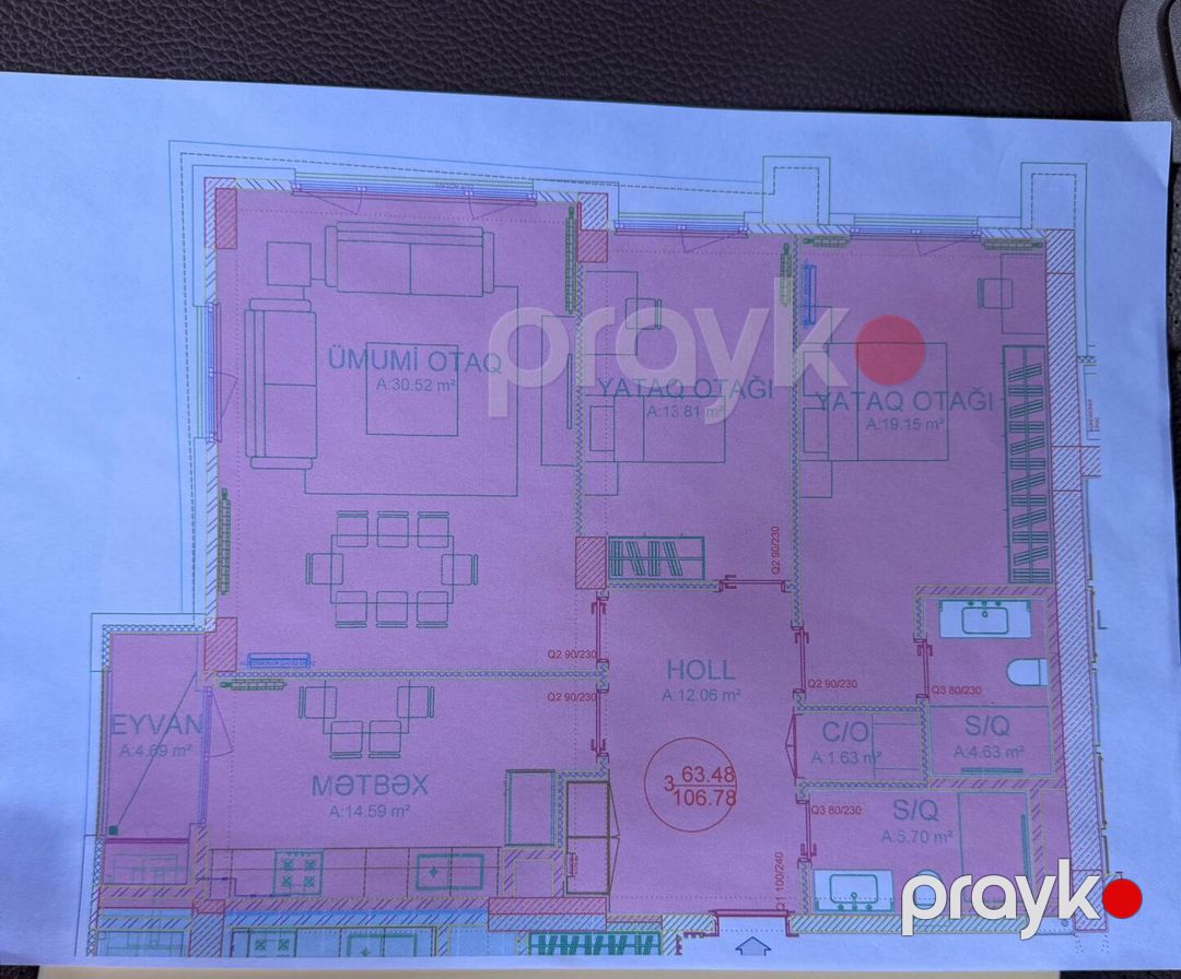 Satılır 3 otaqlı yeni tikili 106.7 m² — Mənzil, Bakı (8)