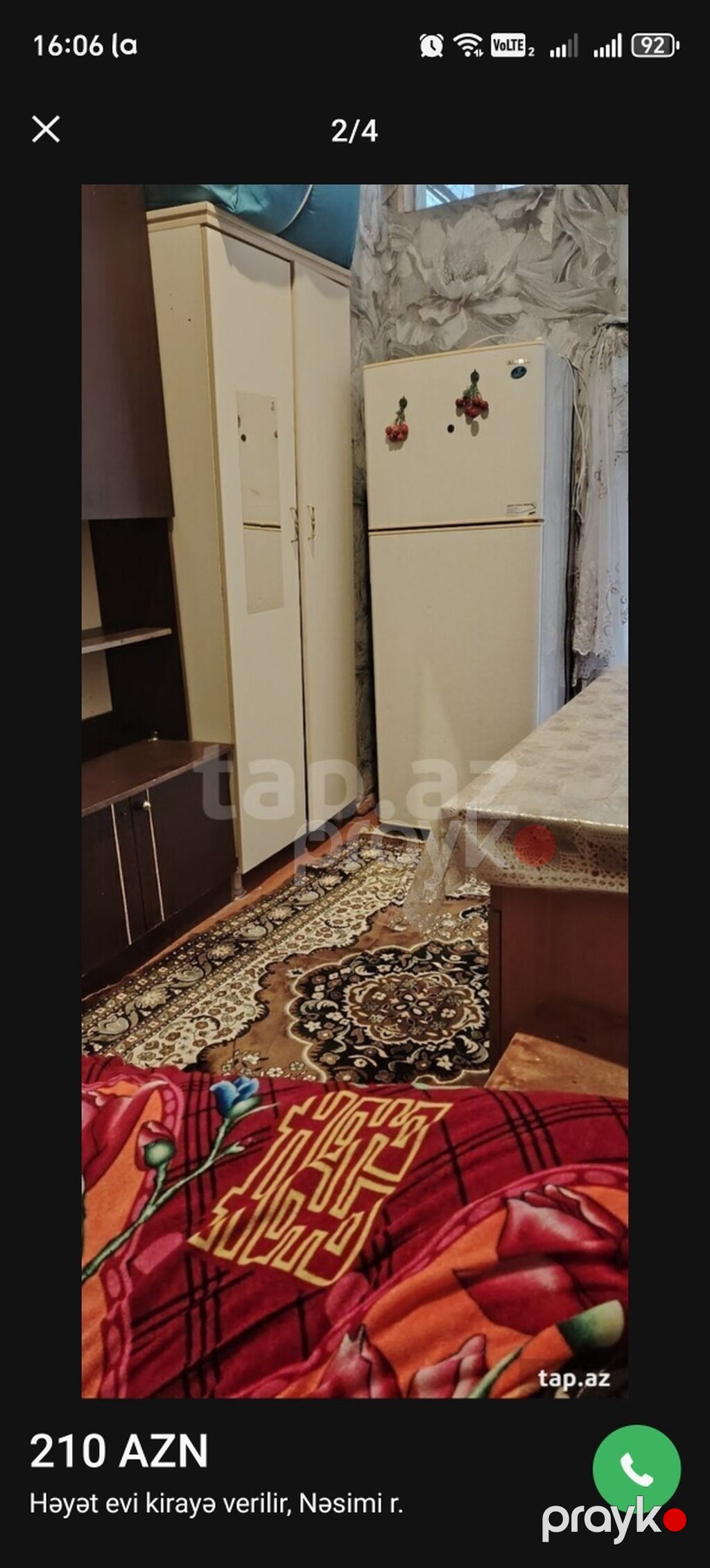 Nəsimi rayonu, həyət evi – kirayə - Tək otaqlı kiçik mənzil-hissə — Ev, villa, Bakı (4)