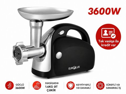 Ət çəkən maşın Eurolux, 3600 Vt, Revers ilə, Yeni — Bakı