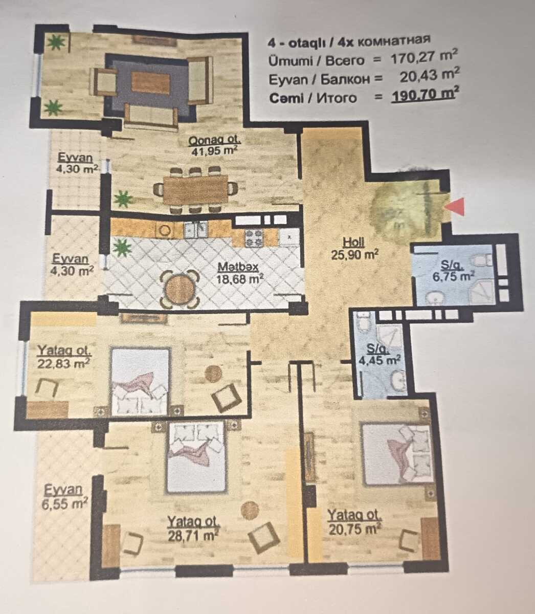 Satılır 4 otaqlı yeni tikili 191 m² — Mənzil, Bakı (2)