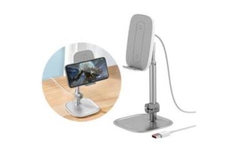 Baseus Stand Holder Wireless Charging Silver — Bakı