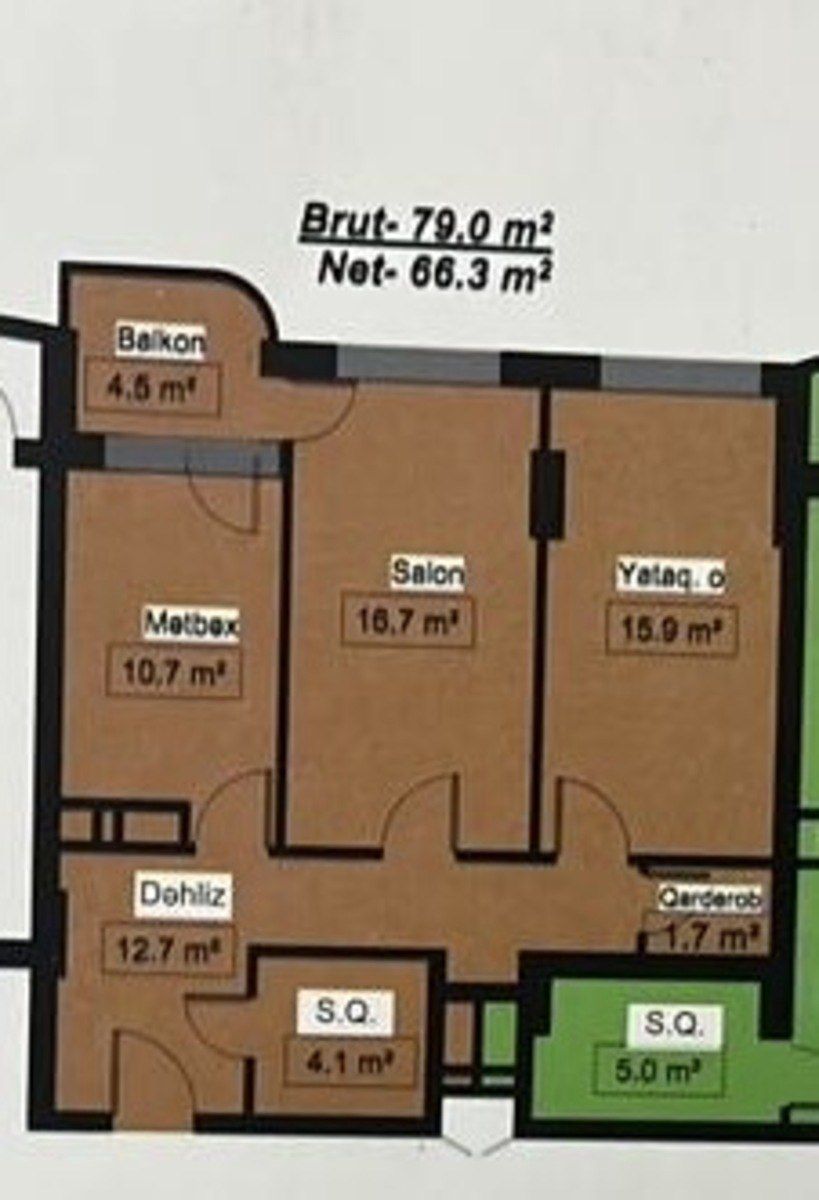 Satılır 2 otaqlı yeni tikili 79 m² — Mənzil, Bakı (9)