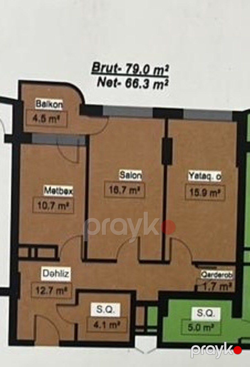 Satılır 2 otaqlı yeni tikili 79 m² — Mənzil, Bakı (11)
