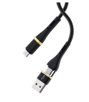 Wiwu USB A/C Type-C Kabel 1.2M ED-106 Black — Smartphone Accessories