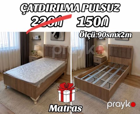 Tək nəfərlik çarpayı və matras dəsti - Ölçü: 90 sm x 2 m - Komplekt