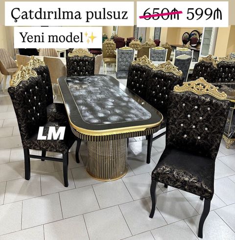 Qonaq otağı üçün, Yeni, Açılmayan, Dördbucaq masa, 6 stul — Mehdiabad
