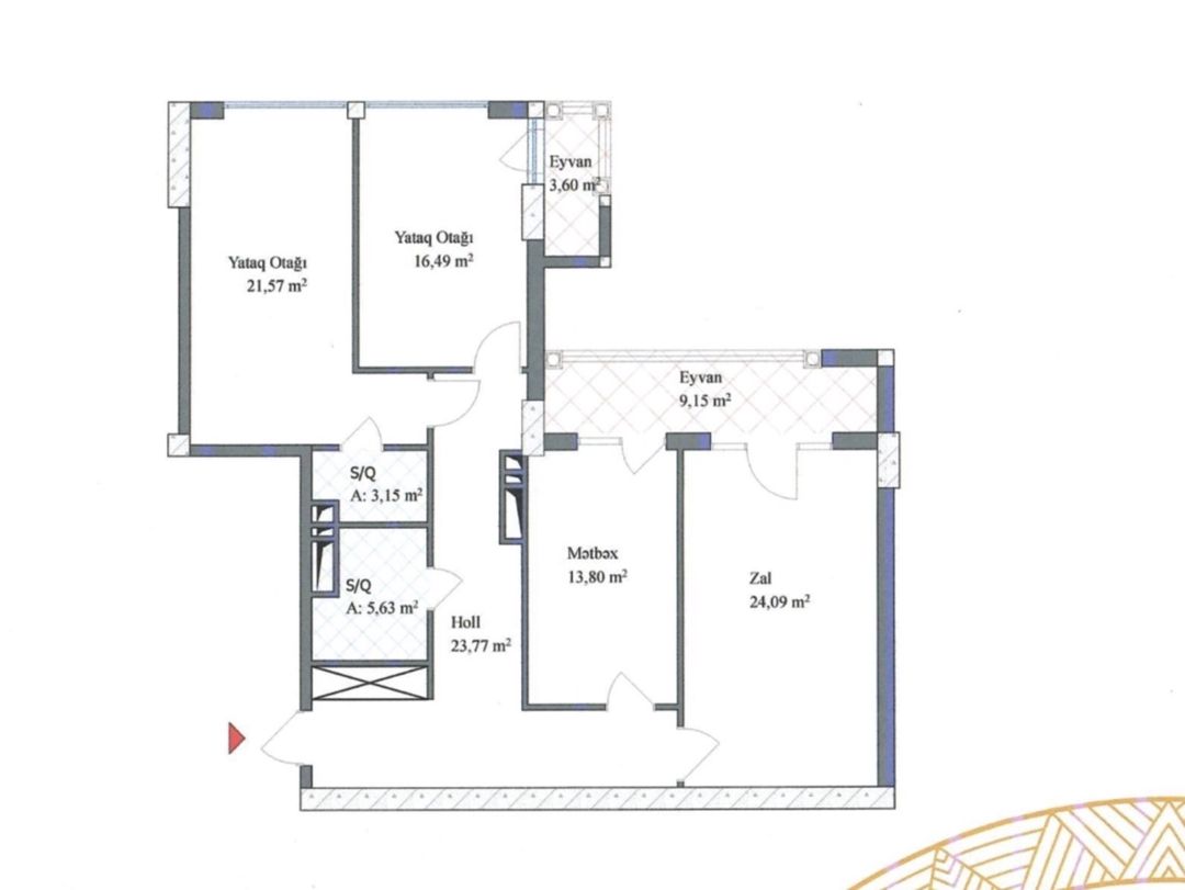 Satılır 3 otaqlı yeni tikili 121.5 m² — Mənzil, Bakı (2)