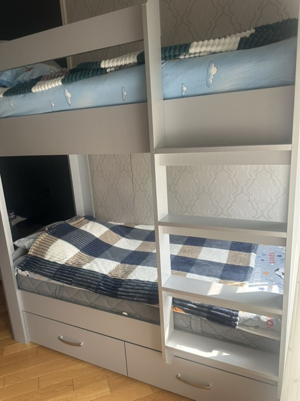 İki mərtəbəli uşaq/yetişkin çarpayısı – boz rəng - Kompakt iki — Mebel, Bakı (2)