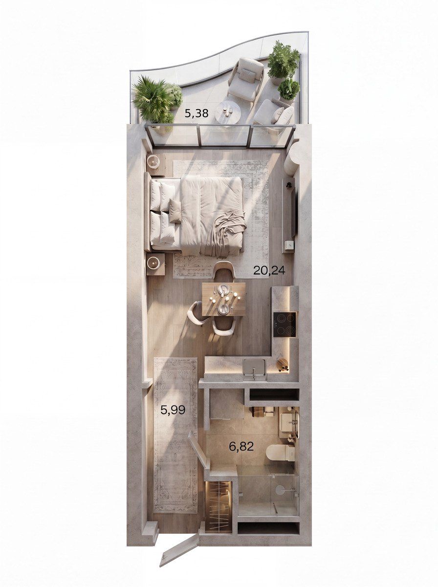 Satılır 1 otaqlı yeni tikili 38.4 m² — Mənzil, Bakı (3)
