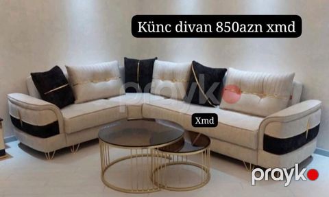 Künc divan – 850 AZN - L‑şəkilli dizayn, geniş oturacaq sahəsi - Açıq