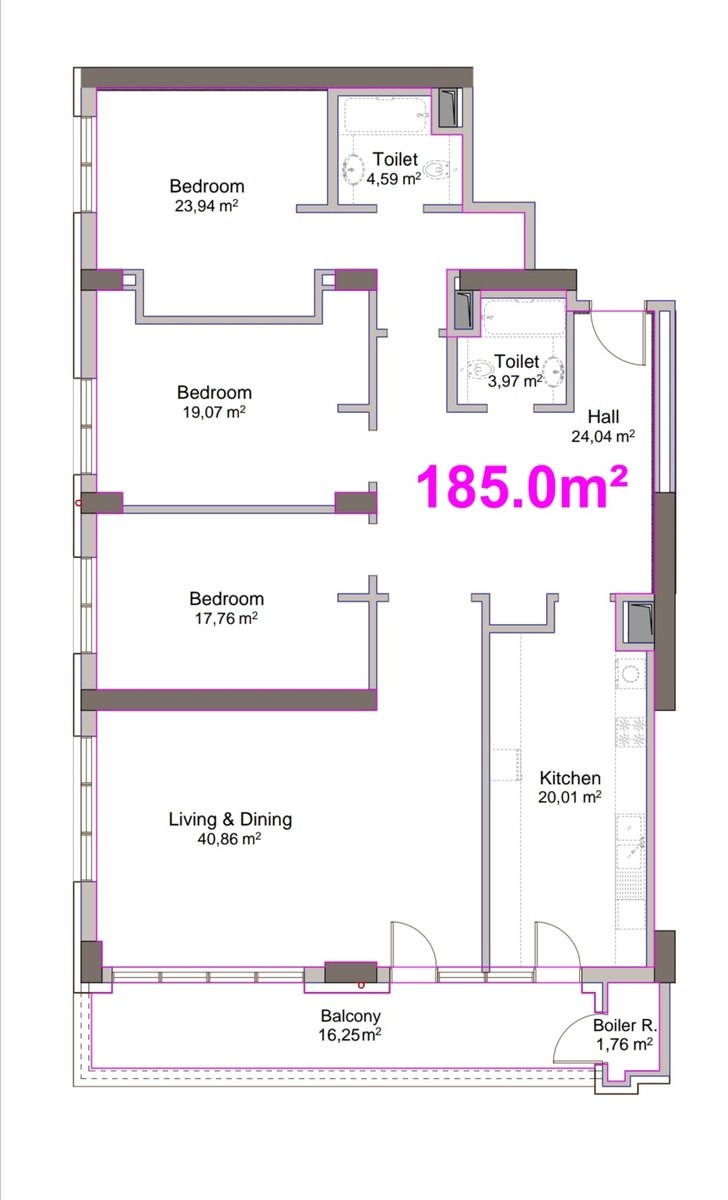 Satılır 4 otaqlı yeni tikili 185 m² — Mənzil, Bakı (8)