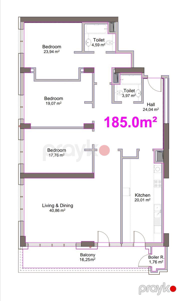 Satılır 4 otaqlı yeni tikili 185 m² — Mənzil, Bakı (8)