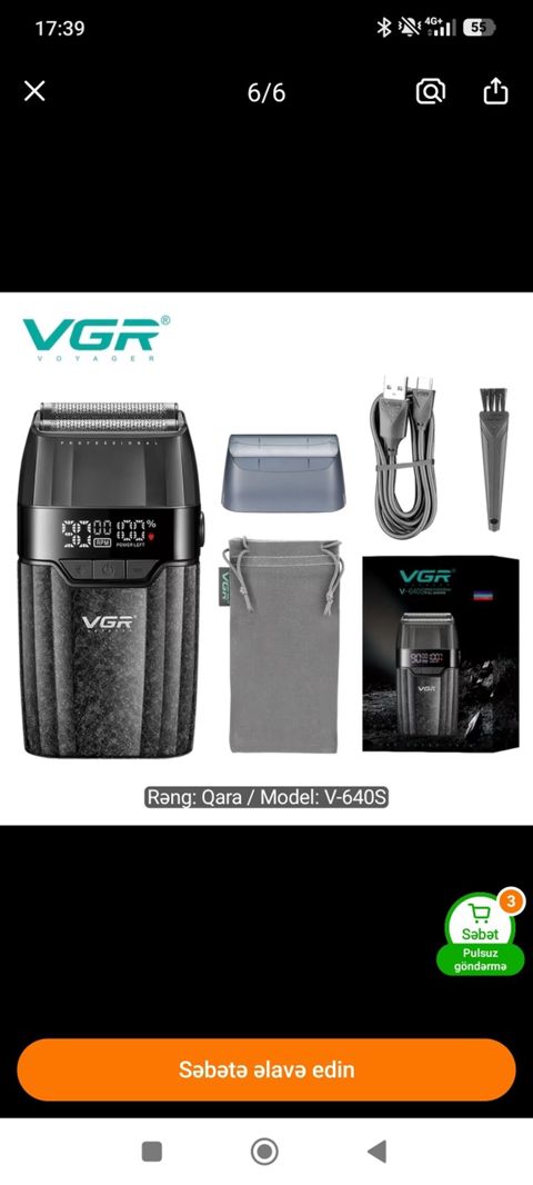 VGR Voyager elektrik üz qırxan – Model V-640S (rəng: qara) — Gəncə