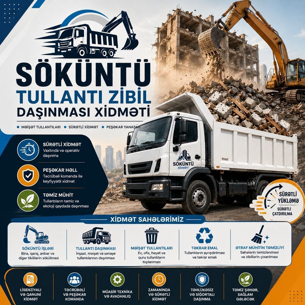 Söküntü və tullantı zibilinin daşınması xidməti - Söküntü işlərindən — Digər, Bakı (2)