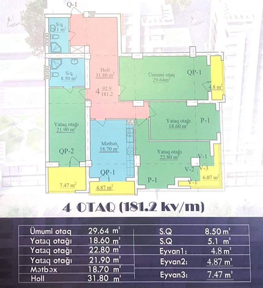 Satılır 4 otaqlı yeni tikili 181.2 m² — Mənzil, Bakı (9)