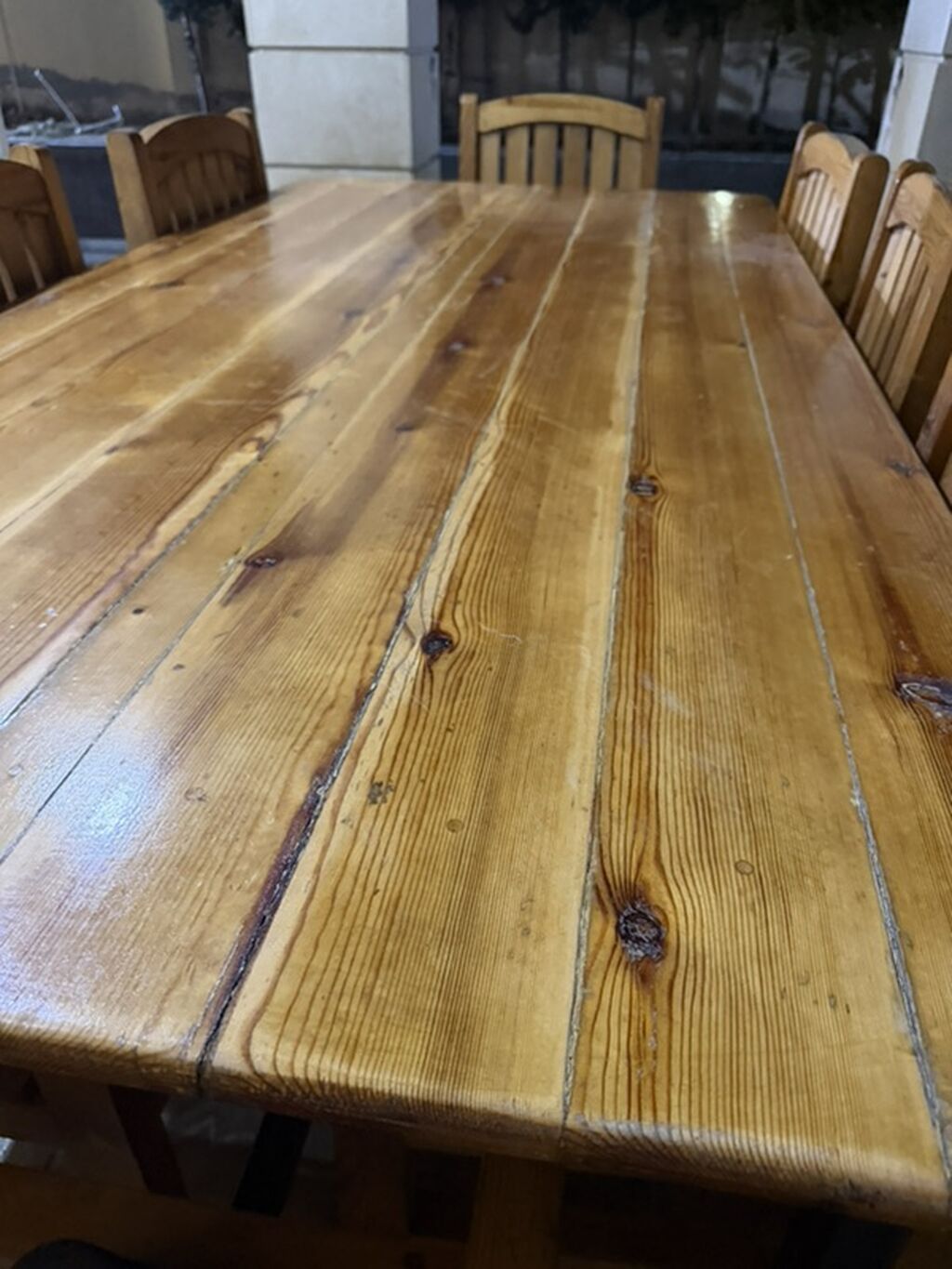 İşlənmiş, Dördbucaq masa, 8 stul, Açılmayan, Stullar ilə, Taxta, Azərbaycan — Mebel, Digah (8)