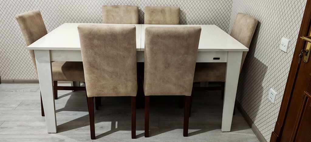 Yeni, Açılan, Dördbucaq masa, 6 stul — Mebel, Bakı (4)