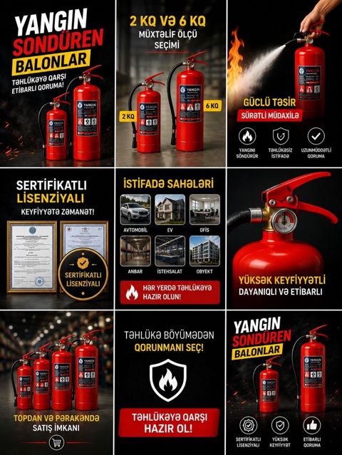 Yanğınsöndürən balonlar - 2 kq və 6 kq ölçü seçimləri - Güclü təsir — Bakı