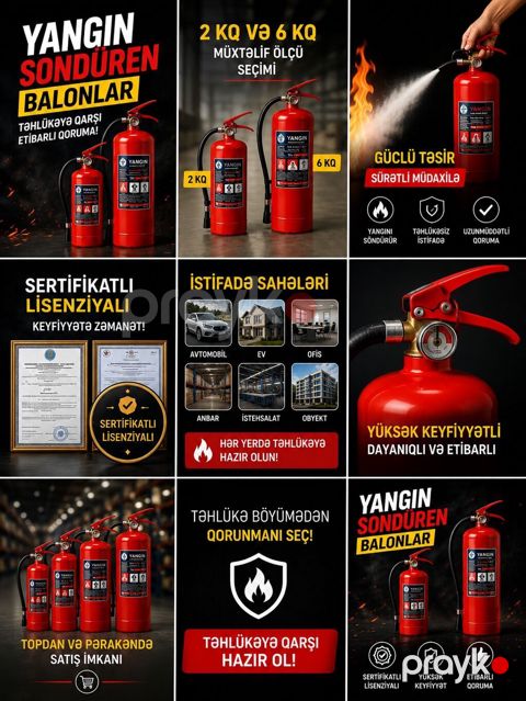 Yanğınsöndürən balonlar - 2 kq və 6 kq ölçü seçimləri - Güclü təsir — Bakı