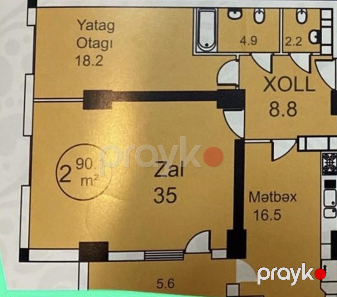 Satılır 3 otaqlı yeni tikili 90 m² — Mənzil, Bakı (2)