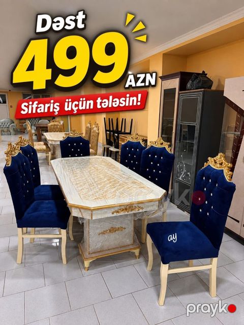 *Masa desti* *stol stul* Masa 93 ×200 +6 ədəd oturacaq Rəng seçimi