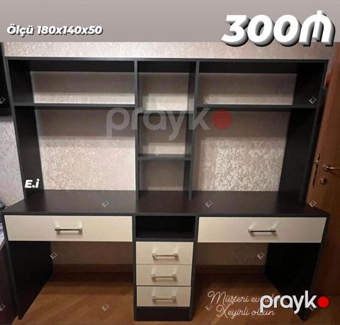 İş masası və üst rəf modulu - Ölçü: 180 x 140 x 50 sm (şəkildə — Bakı