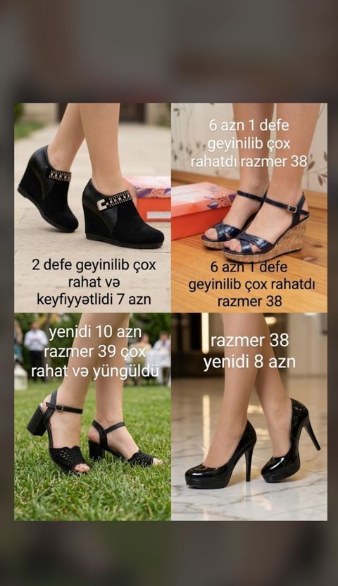 Qadın ayaqqabı və çanta seçimi Ayaqqabılar: - Qara süet gizli — Bakı
