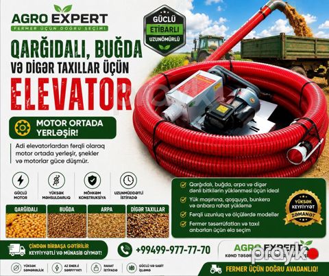 Qarğıdalı, buğda və taxıl üçün güclü elevatorlar 220v, 380v və dizel — Bakı