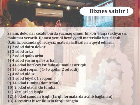 Dekorasiya biznesi üçün tam paket avadanlıq və aksesuarlar satılır — Bakı