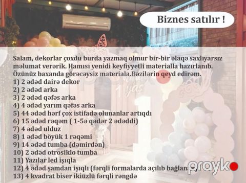 Dekorasiya biznesi üçün tam paket avadanlıq və aksesuarlar satılır — Bakı
