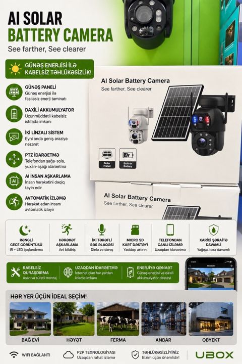 UBox 6MP Solar 4G Kamera — Bakı