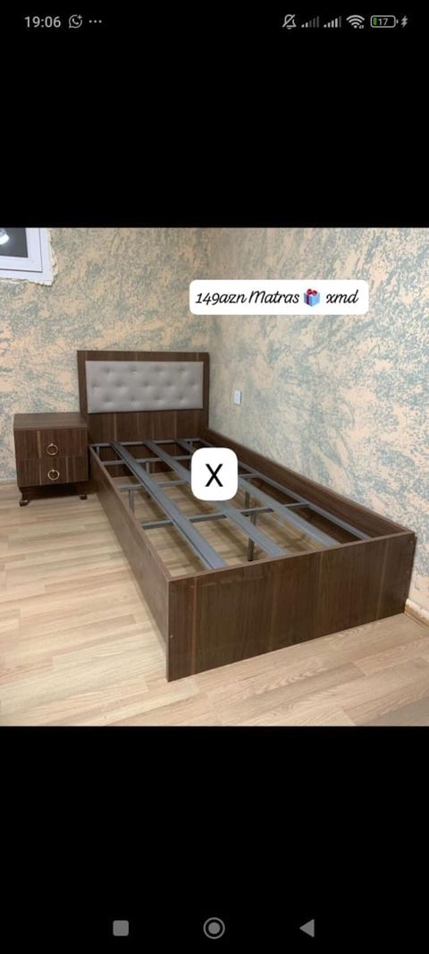 Tək nəfərlik yataq çərçivəsi və tumbalı başlıq dəsti. - Material — Bakı