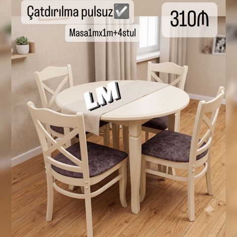 Mdf yumru masa desti Ölçü bağlı 90*90 Şəhər içi çatdırılma pulsuzdur — Bakı