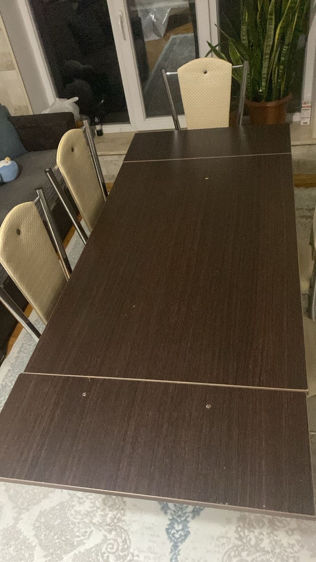 Yemək masası və 6 ədəd stul dəsti - Masa: düzbucaqlı formalı, tünd — Mebel, Bakı (5)