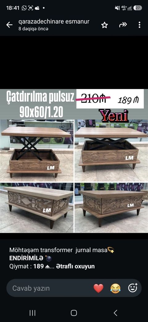 Jurnal masası, Yeni, Transformer, Taxta — Mehdiabad
