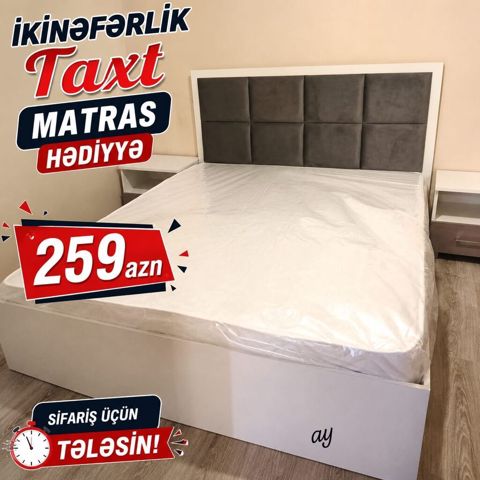 *ikineferlik taxt* Ölçü: 160×200 (matras daxil) Rəng seçimi — Saray