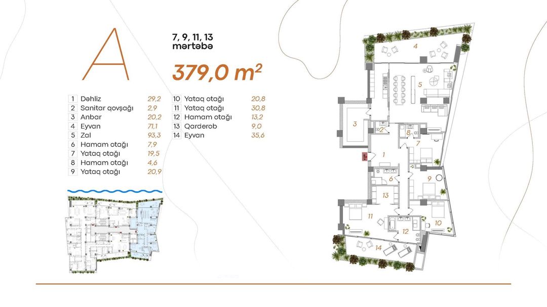 Satılır 5 otaqlı yeni tikili 379 m² — Mənzil, Bakı (3)