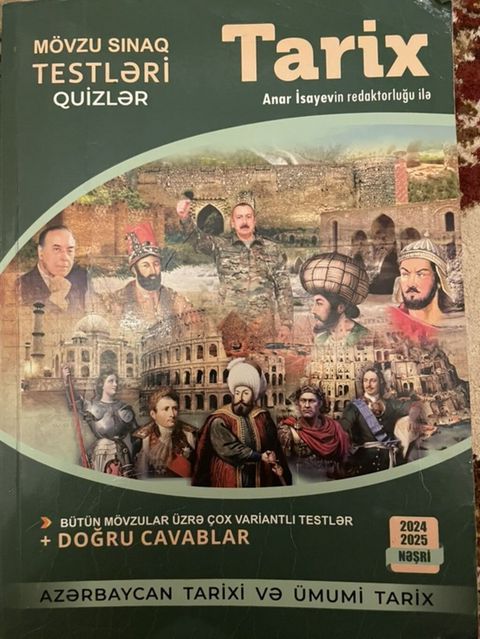 Məhsul: “Tarix – Mövzu Sınaq Testləri/Quizlər” kitabı (Anar İsayevin — Bakı
