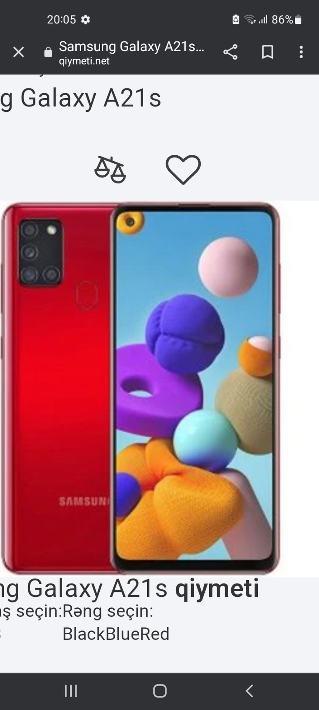 Samsung Galaxy A21S, 8 GB, rəng - Qırmızı, Barmaq izi — Samsung, Bakı (3)
