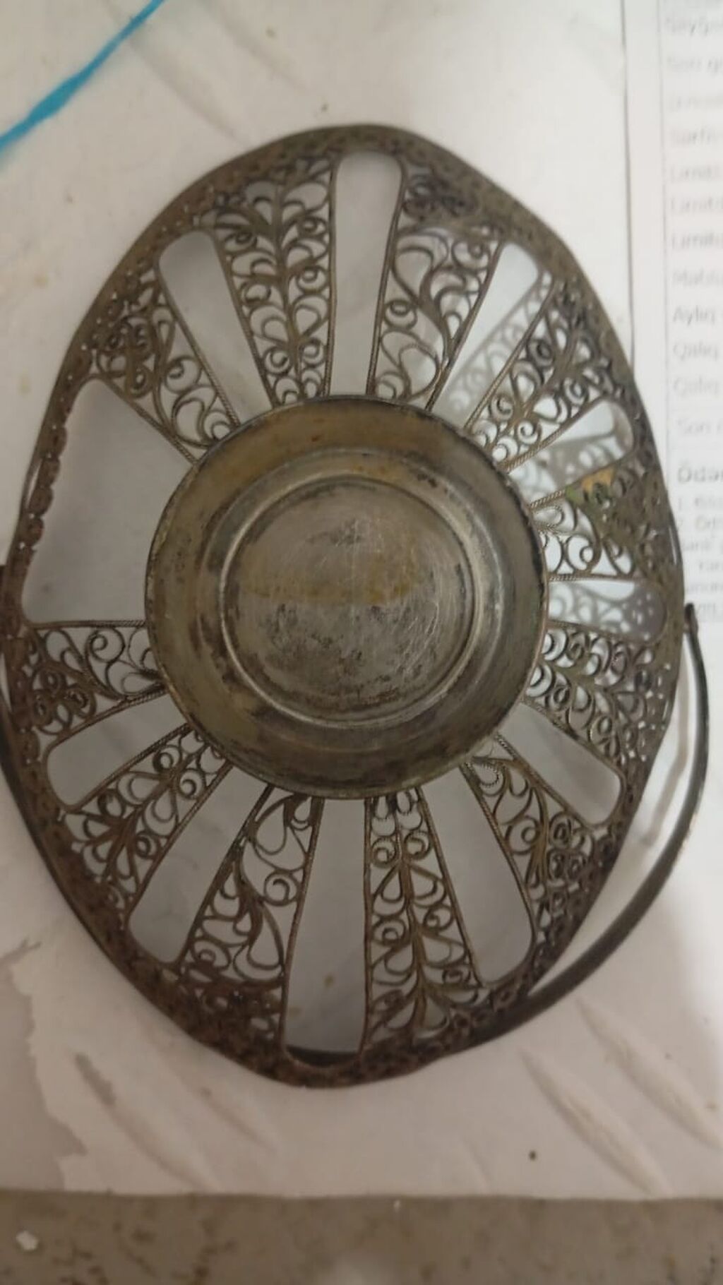 Gümüşü rəngdə metal filiqran səbət - Material: metal (filiqran üsulu — Vaazalar, kreslolar, süni çiçəklər, Bakı (2)