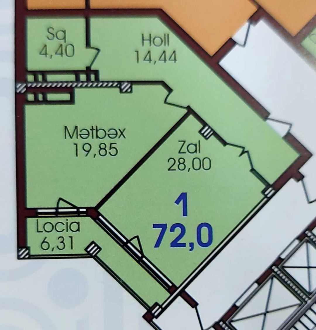 Satılır 2 otaqlı yeni tikili 72 m² — Mənzil, Bakı (2)