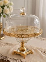 Tort və şiriniyyat qabı, rəng - Qızılı, Şüşə — Srvn — Dining tableware