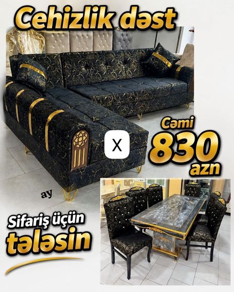 Cehizlik dəst – qonaq otağı üçün uyğun kombinə edilmiş mebel paketi — Bakı
