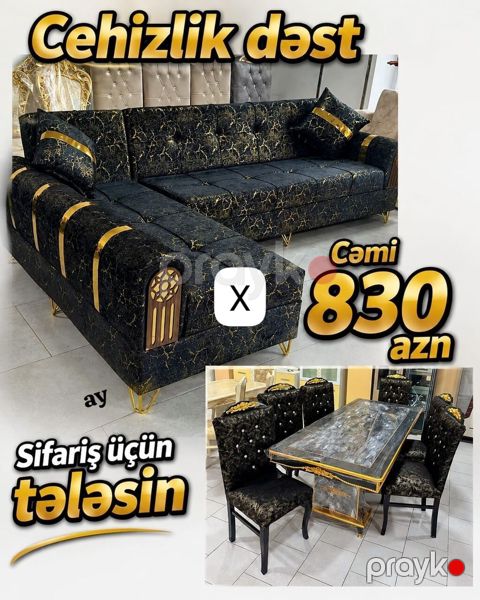 Cehizlik dəst – qonaq otağı üçün uyğun kombinə edilmiş mebel paketi — Bakı