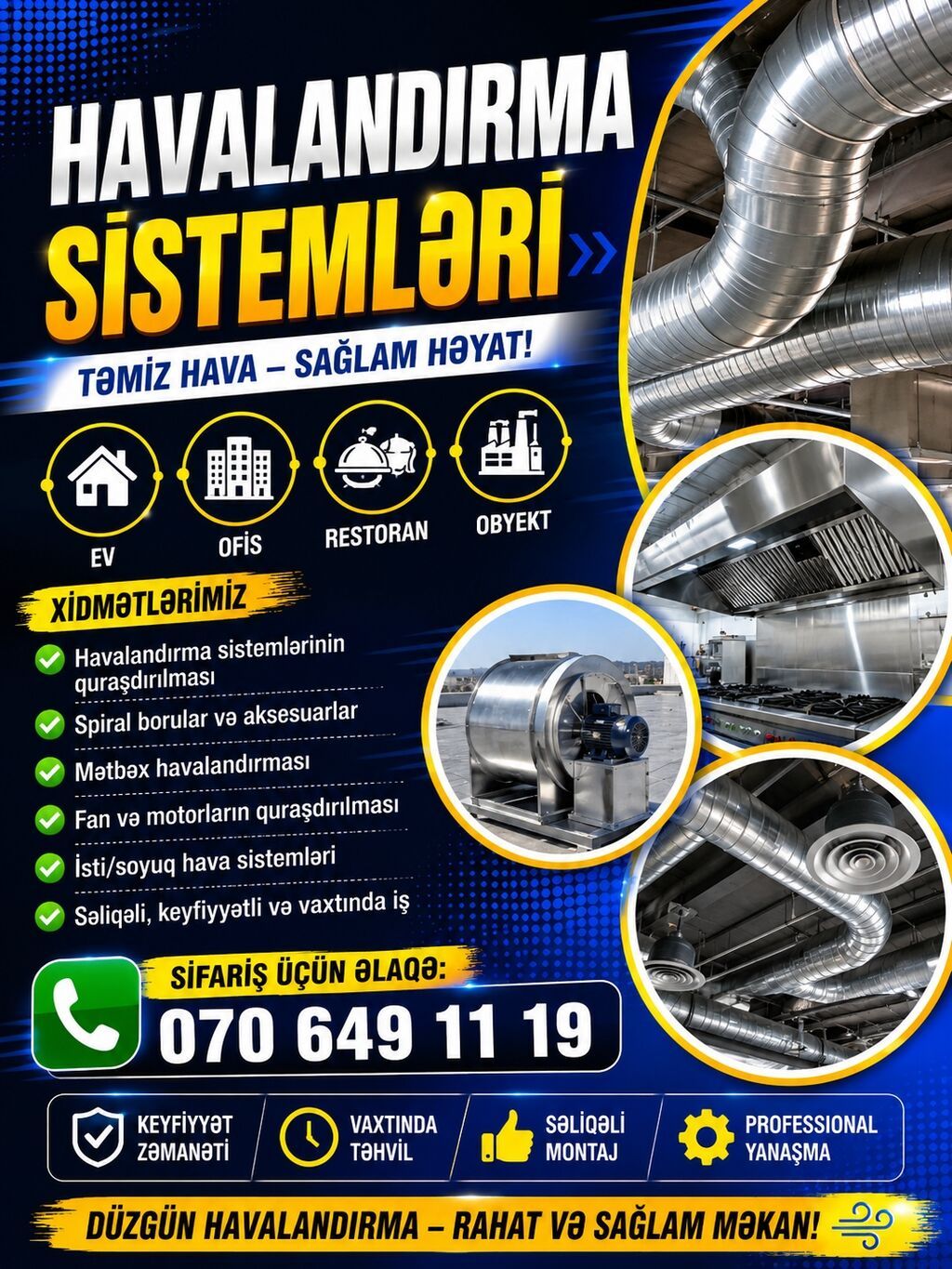 Havalandırma sistemləri – Təmiz hava, sağlam məkan Xidmət sahələri — Tikinti və təmir, Qobu